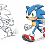 Sonic running through Green Hill Zone with a big smile